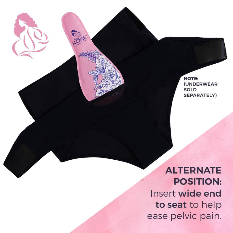 Infographic showing the key components and how the RoseRelief™ Postpartum Recovery Undergarment supports postpartum recovery