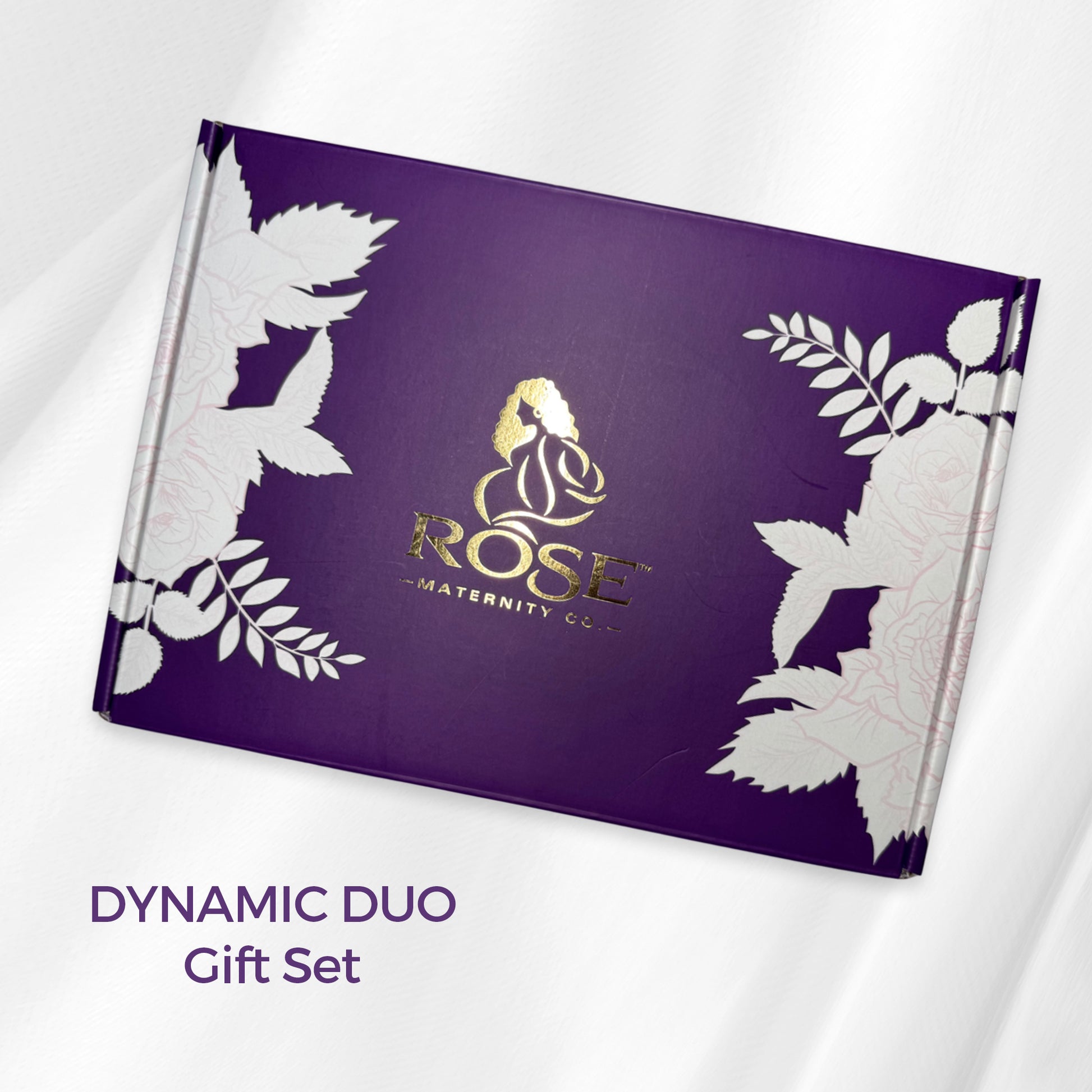 Product image of the RoseRelief™ Dynamic Duo Gift Set packaged in a box for postpartum recovery.