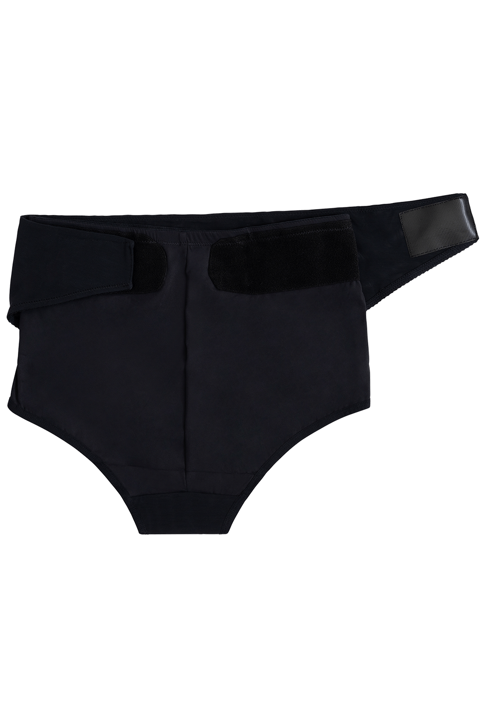 Posterior view of RoseRelief™ Postpartum Recovery Undergarment showing the adjustable wrap closure with the right side unfastened.
